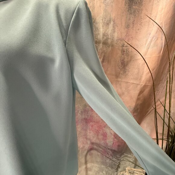 VTG📌 Afterdark Evening - MOB Crystal Sea Green Chiffon Dress Long Sleeves - Picture 4 of 16